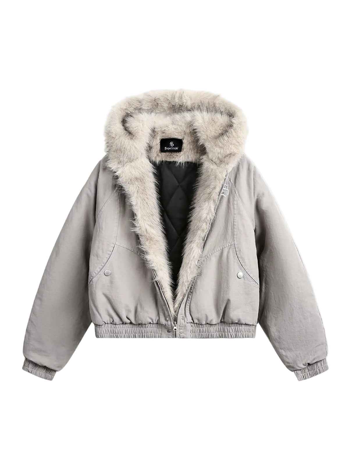 Spliced Fur Hooded Quilted Jacket – Unisex Luxury Urban Streetwear Outerwear