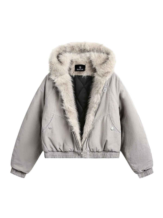 Spliced Fur Hooded Quilted Jacket – Unisex Luxury Urban Streetwear Outerwear