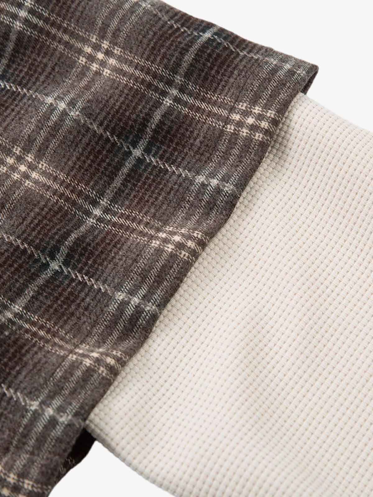 Cotton Street Distressed Plaid Faux Two-Piece Shirt