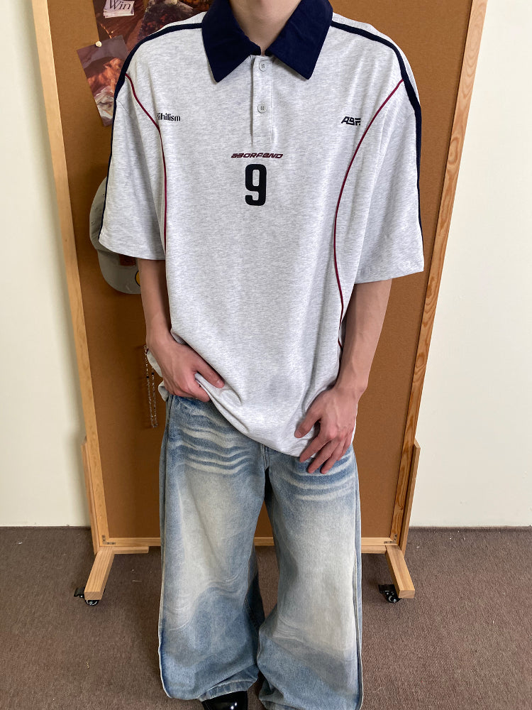 NO.9 | Sporty Polo Soccer Jersey - Luxuryurbanwear