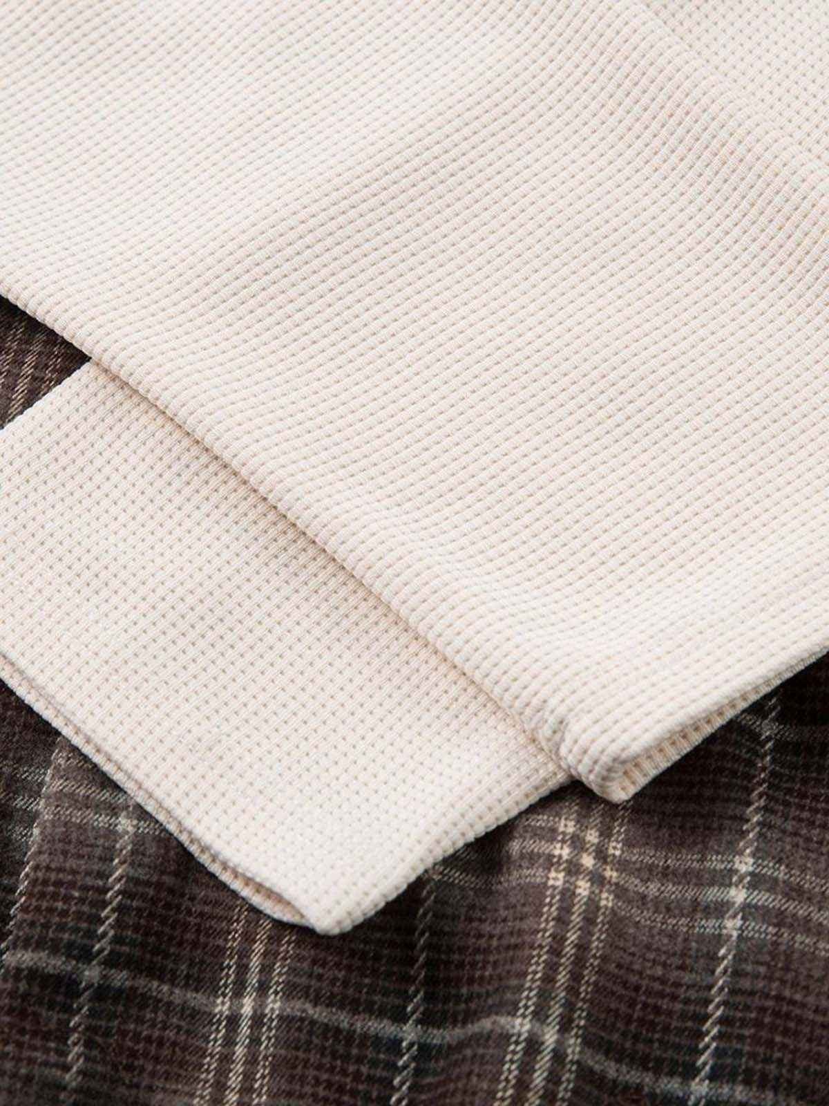 Cotton Street Distressed Plaid Faux Two-Piece Shirt