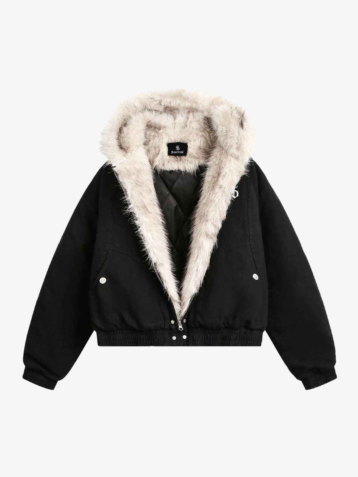 Spliced Fur Hooded Quilted Jacket – Unisex Luxury Urban Streetwear Outerwear