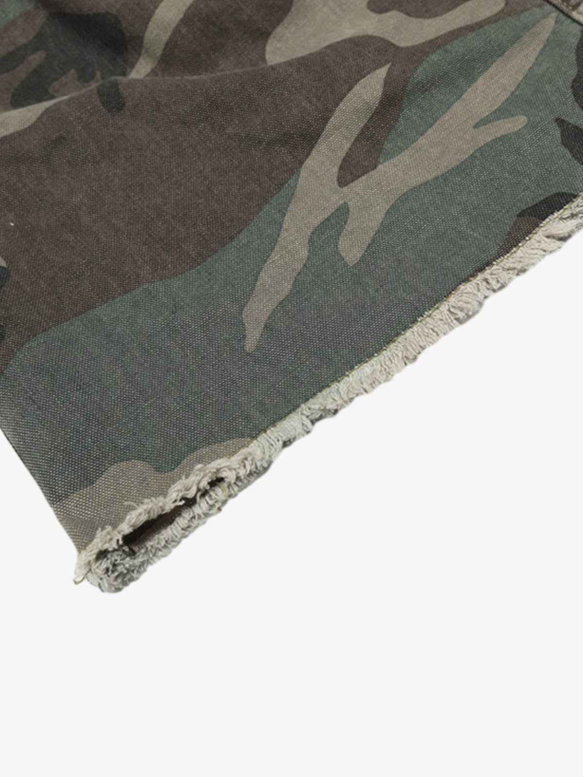 Retro Double Waist Camouflage Barrel Pants - 2555