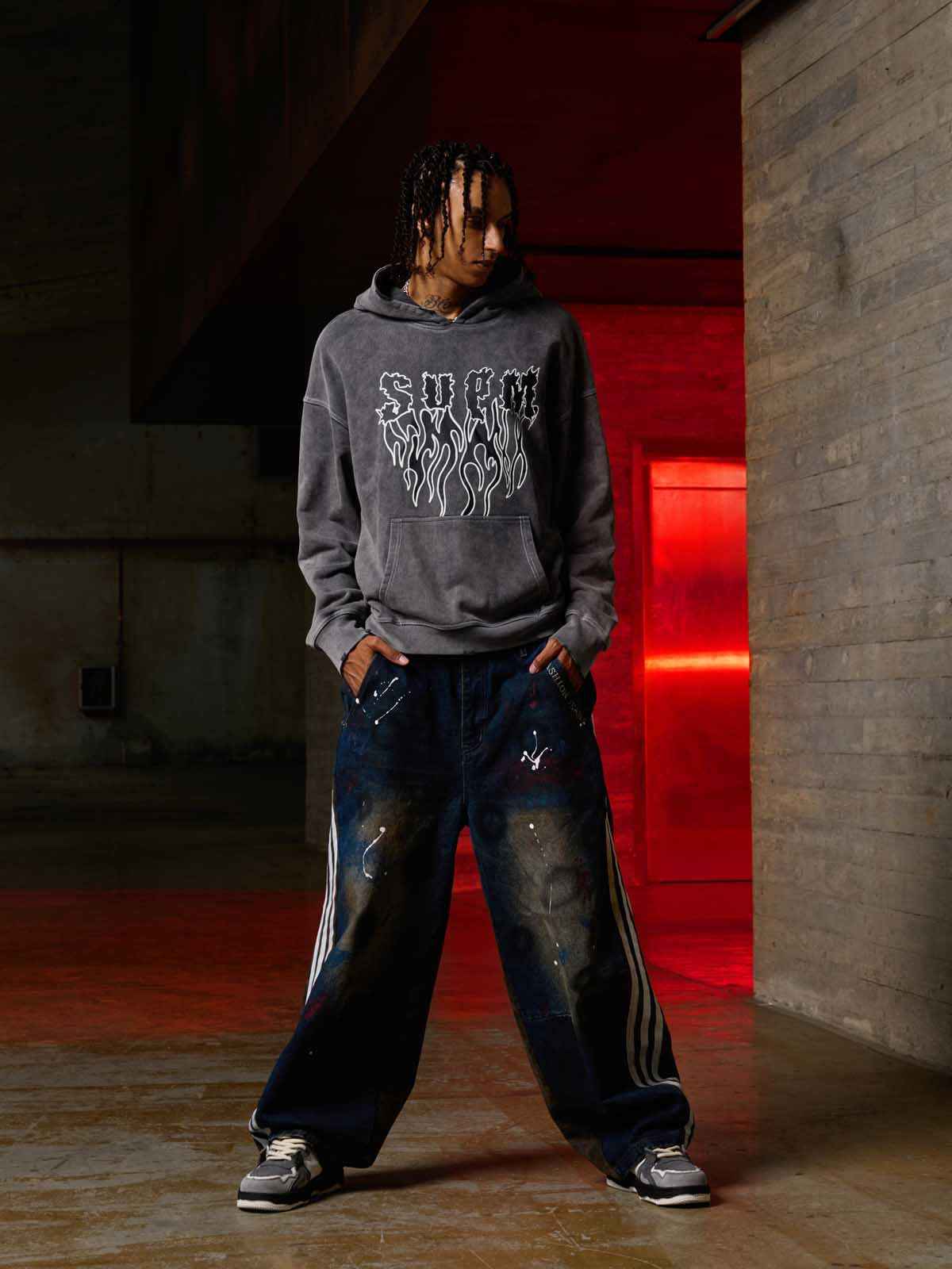 Original Distressed SPMD Graphic Cotton Hoodie