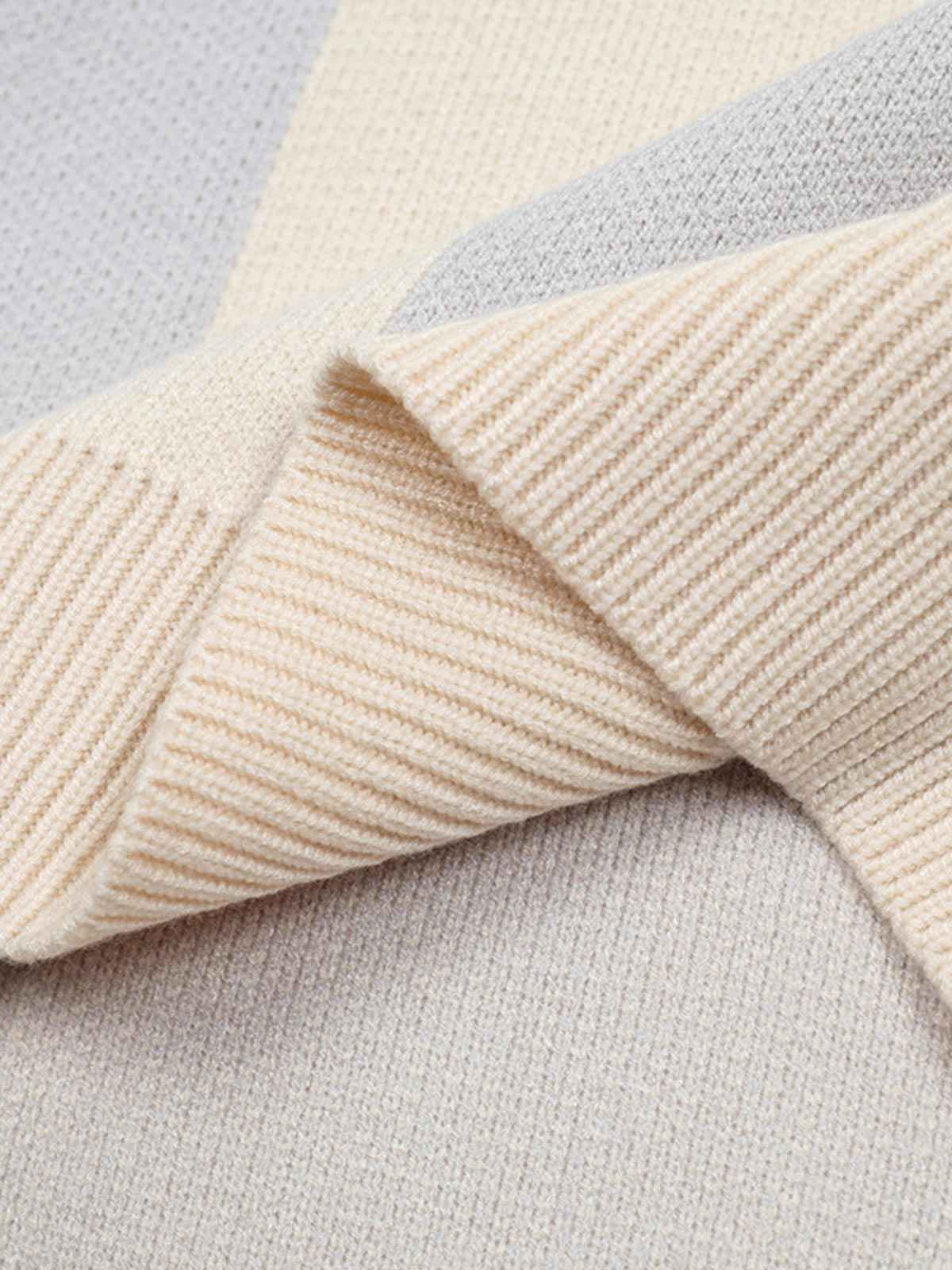 Vertical Striped Colorblock Lapel Sweater