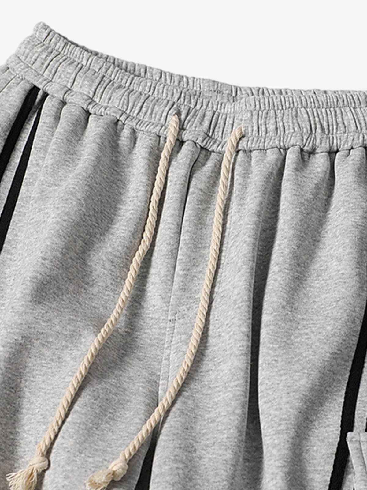 Cotton Web Stitching Letter Print Drawstring Barrel Pants