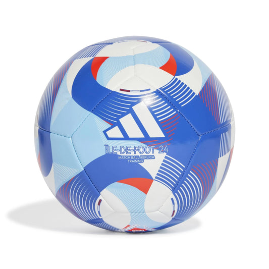 adidas Unisex-Adult Olympics Training Soccer Ball White/Solar Red/Clear Sky/Team Royal Blue 3