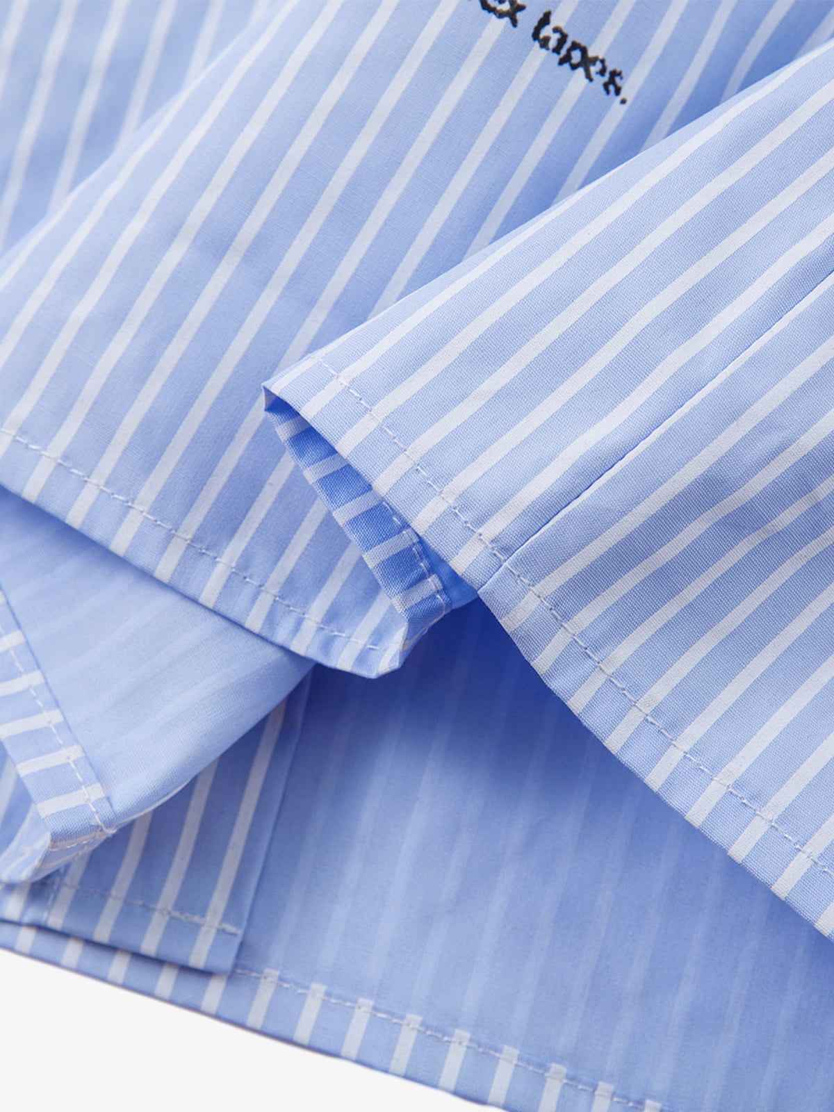 Vintage Illustration Striped Faux Two-Piece Shirt