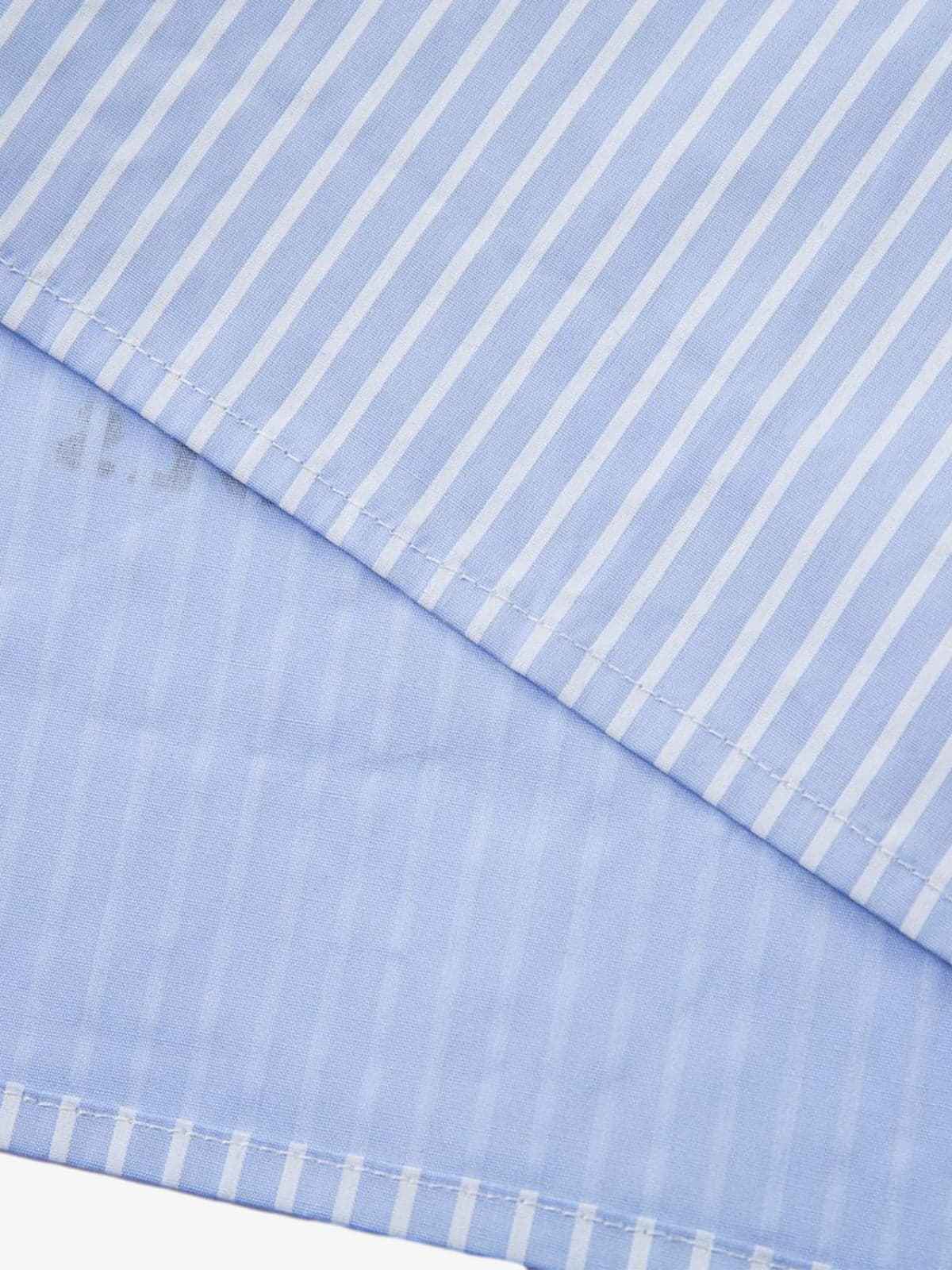 Vintage Illustration Striped Faux Two-Piece Shirt