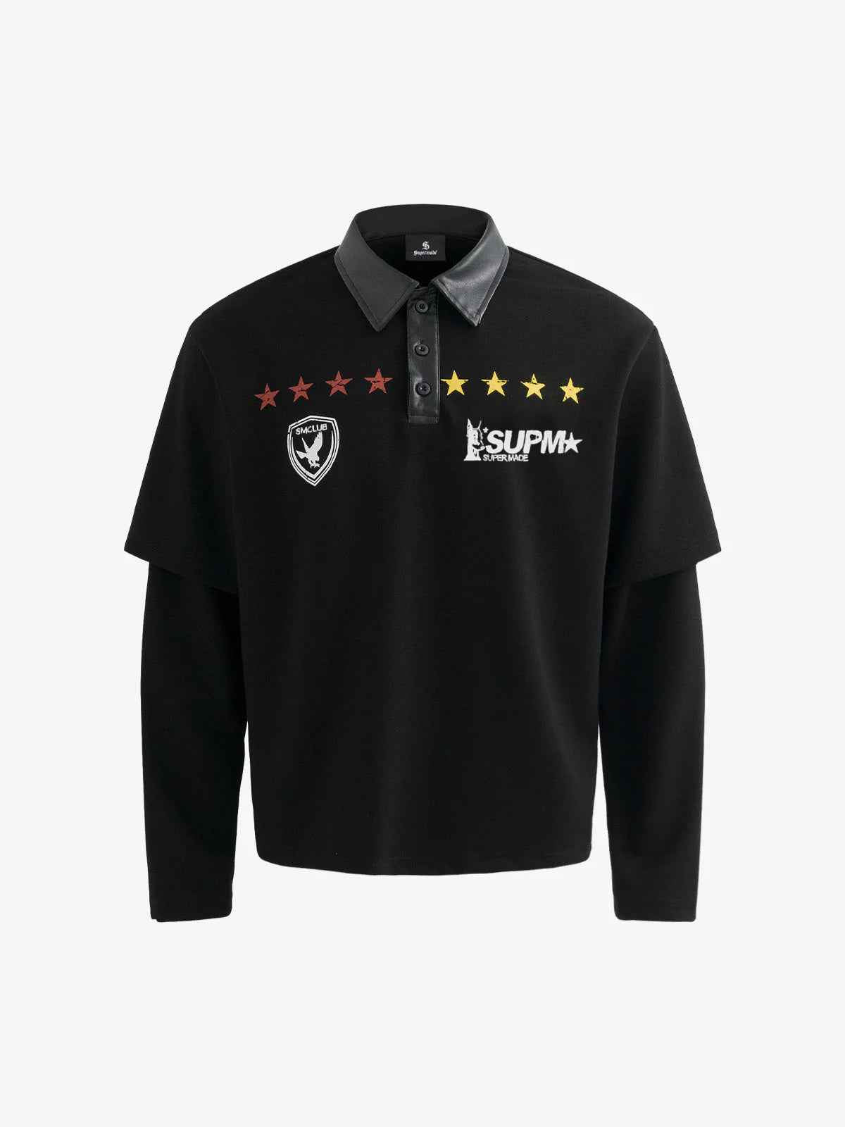 Motorcycle Style Lapel Polo Long Sleeve T-Shirt