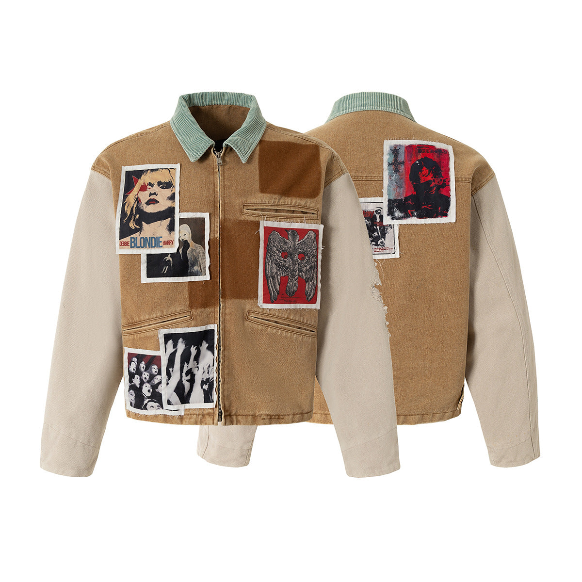 Punk Retro Collage Print | Distressed Heavy Jacket - Luxuryurbanwear