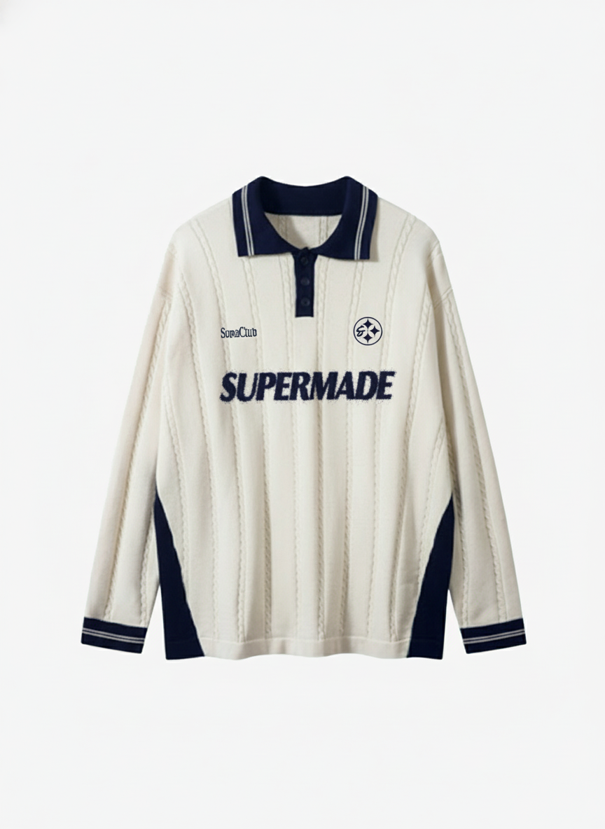 Retro College Polo Collar Knit Sweater - Luxuryurbanwear