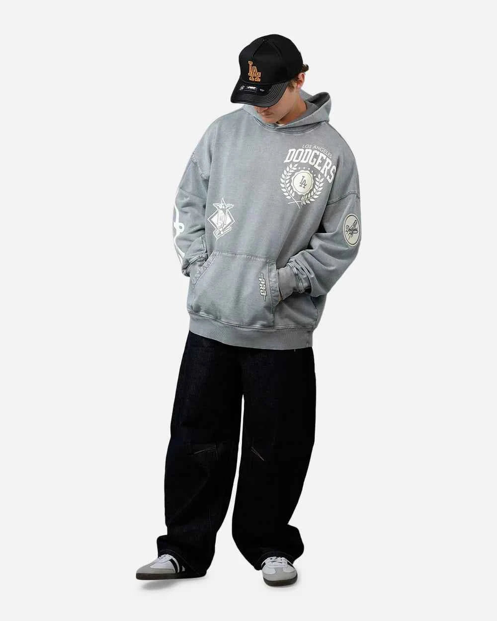 Pro Standard La Dodgers Street Team Hoodie - Washed Grey