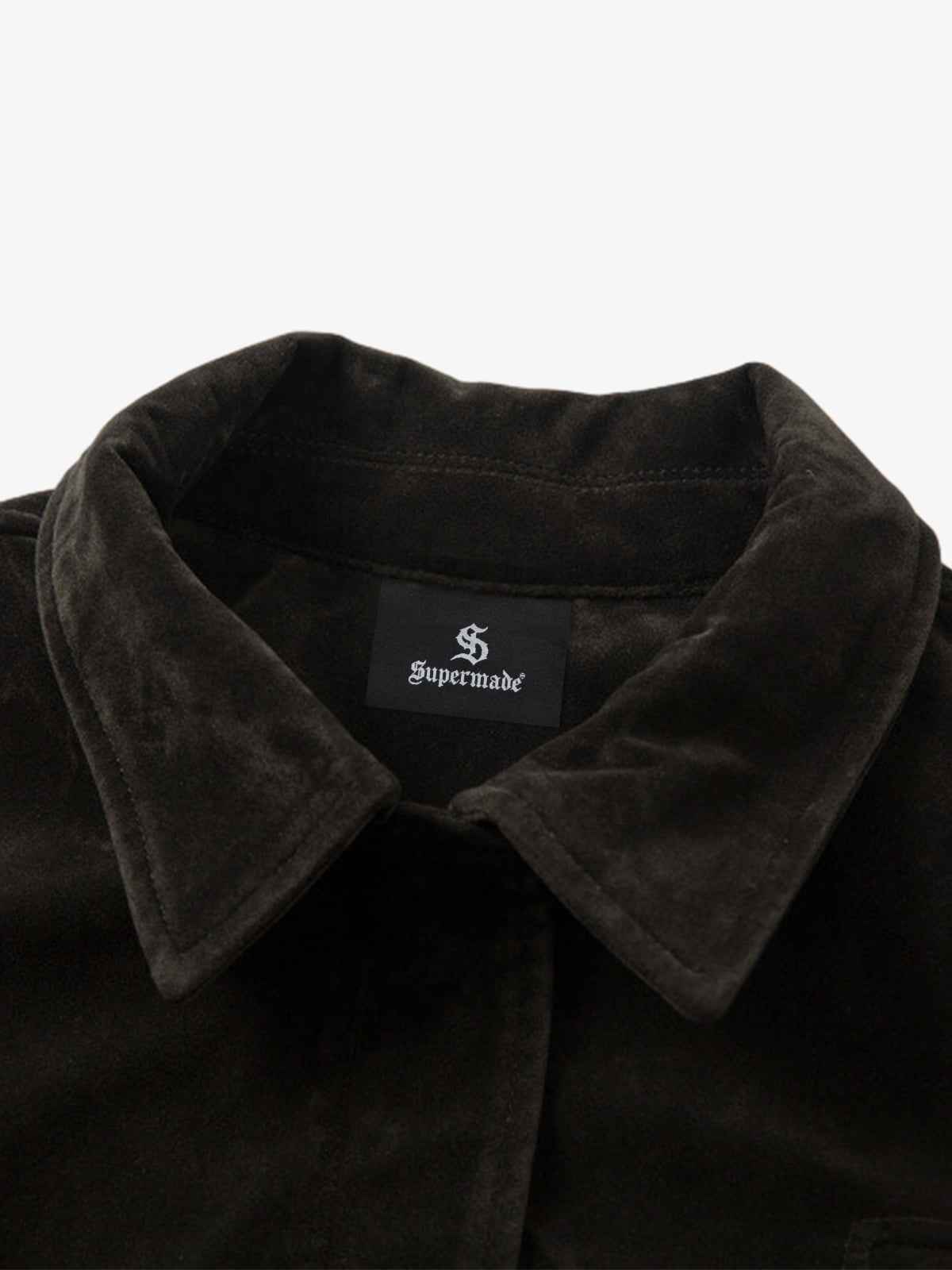 Retro Unique Metal Button Suede Lapel Bomber Jacket - 2538