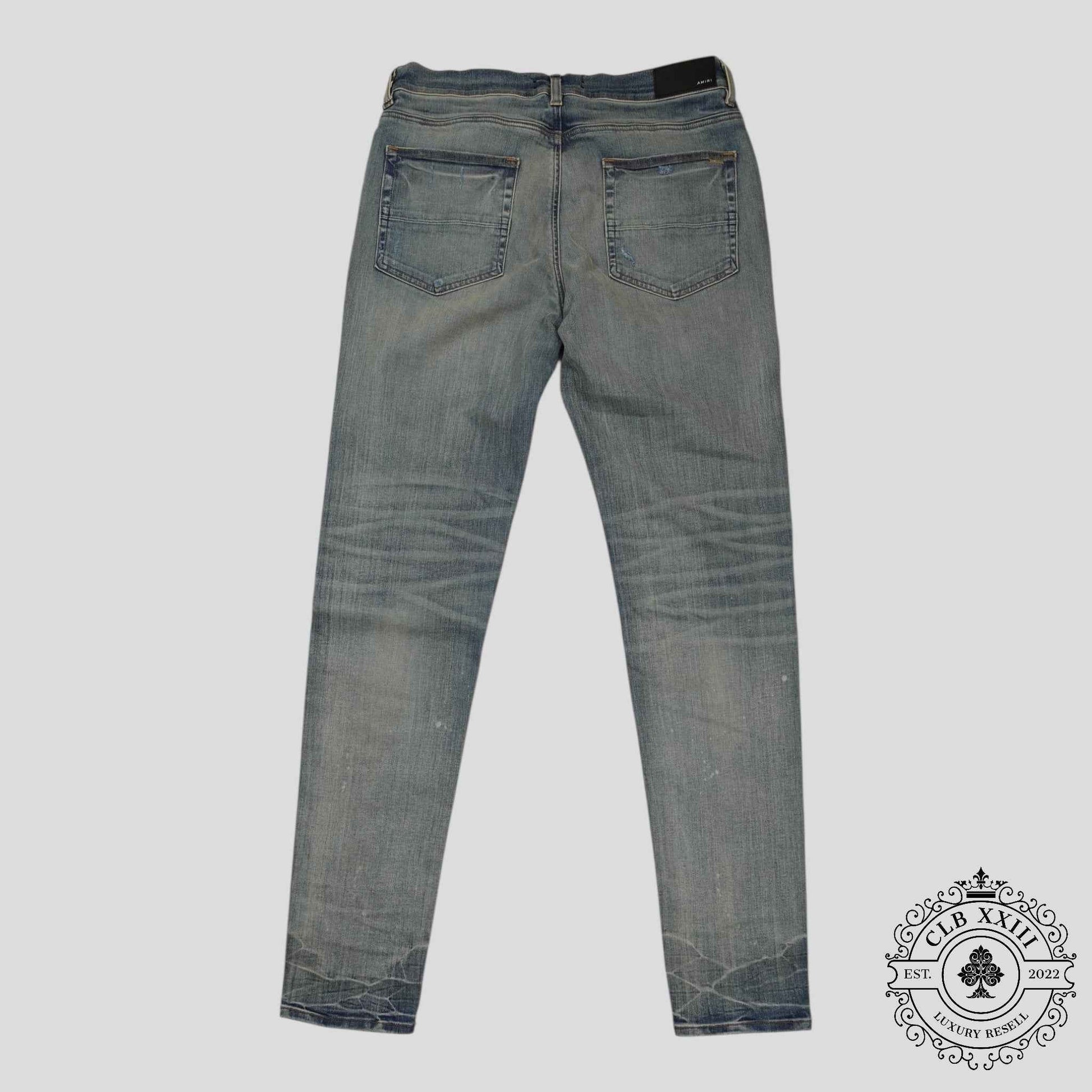 Amiri MX1 Camo Patch Jeans in Clay Indigo