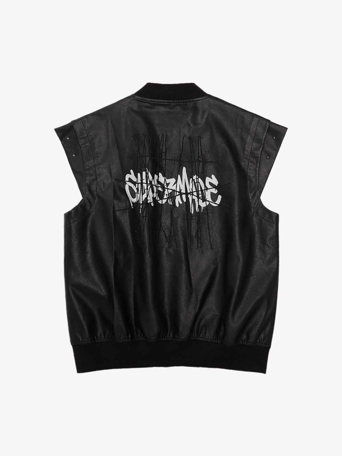 Thorn Destruction Frame Pattern Leather Vest