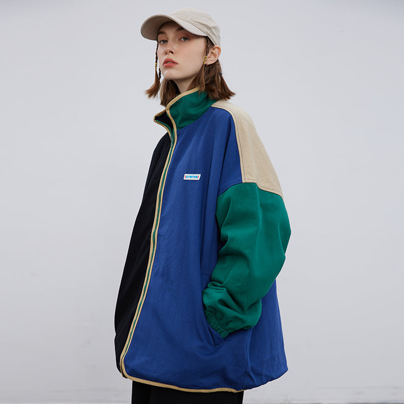 Retro Streetwear Colorblock Zip Jacket - Vintage 90s Style | LuxuryUrbanwear - Luxuryurbanwear
