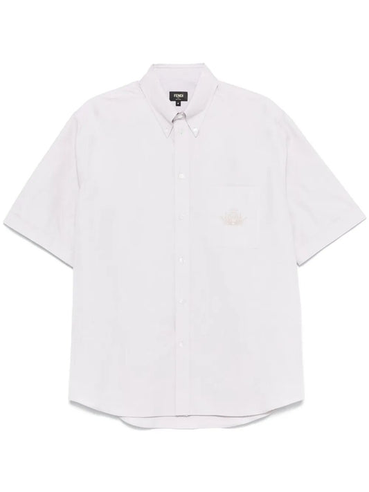 Fendi Men Fendi Crest Oxford Cotton Shirt