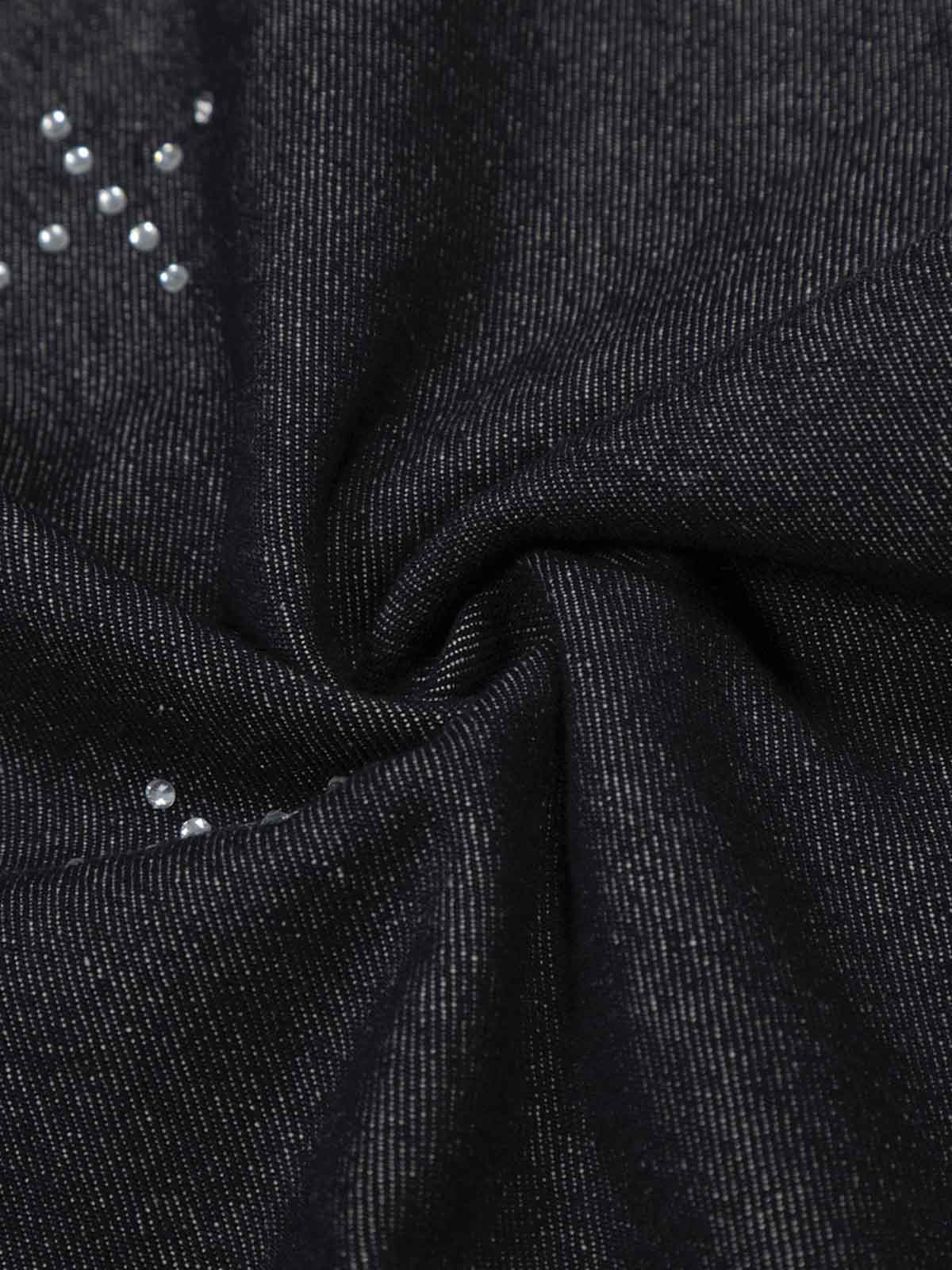 Studded Cross Pattern Wide Leg Denim Jeans - Luxuryurbanwear
