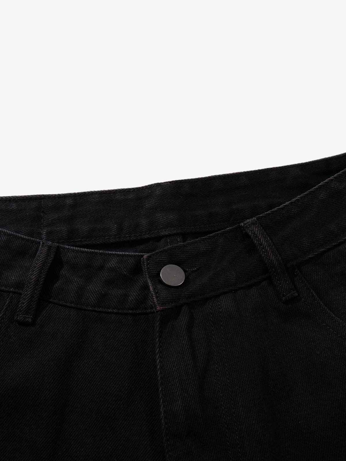 Retro Rhinestone Leopard Patch Music Note Straight Jeans