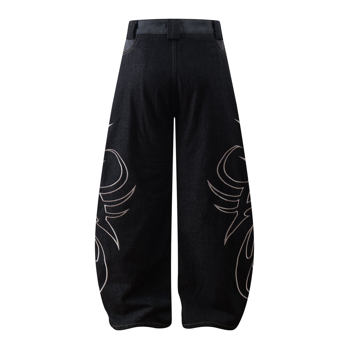 Baggy Barrel | Embroidery Wide Jeans - Luxuryurbanwear