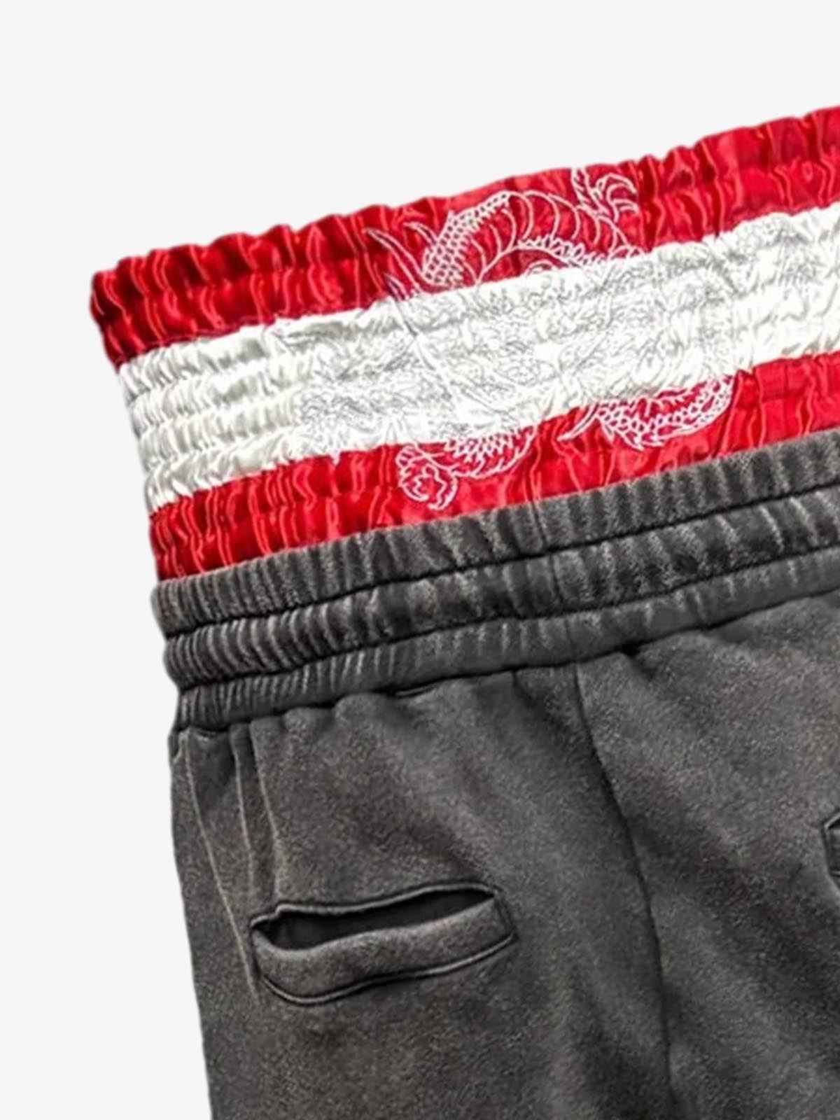 Washed Dragon Embroidered Panel Sweatpants
