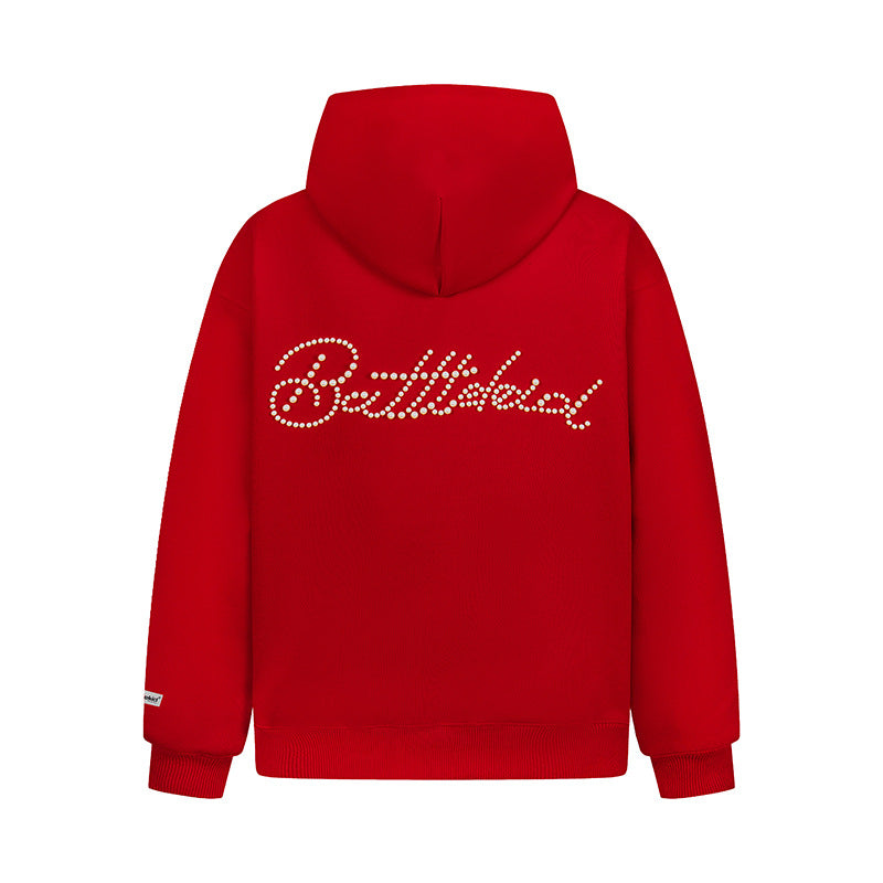 Battle House | Rhinestone Letter Pullover Hoodie - Luxuryurbanwear
