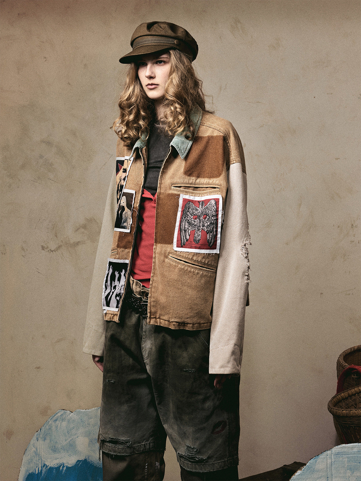 Punk Retro Collage Print | Distressed Heavy Jacket - Luxuryurbanwear