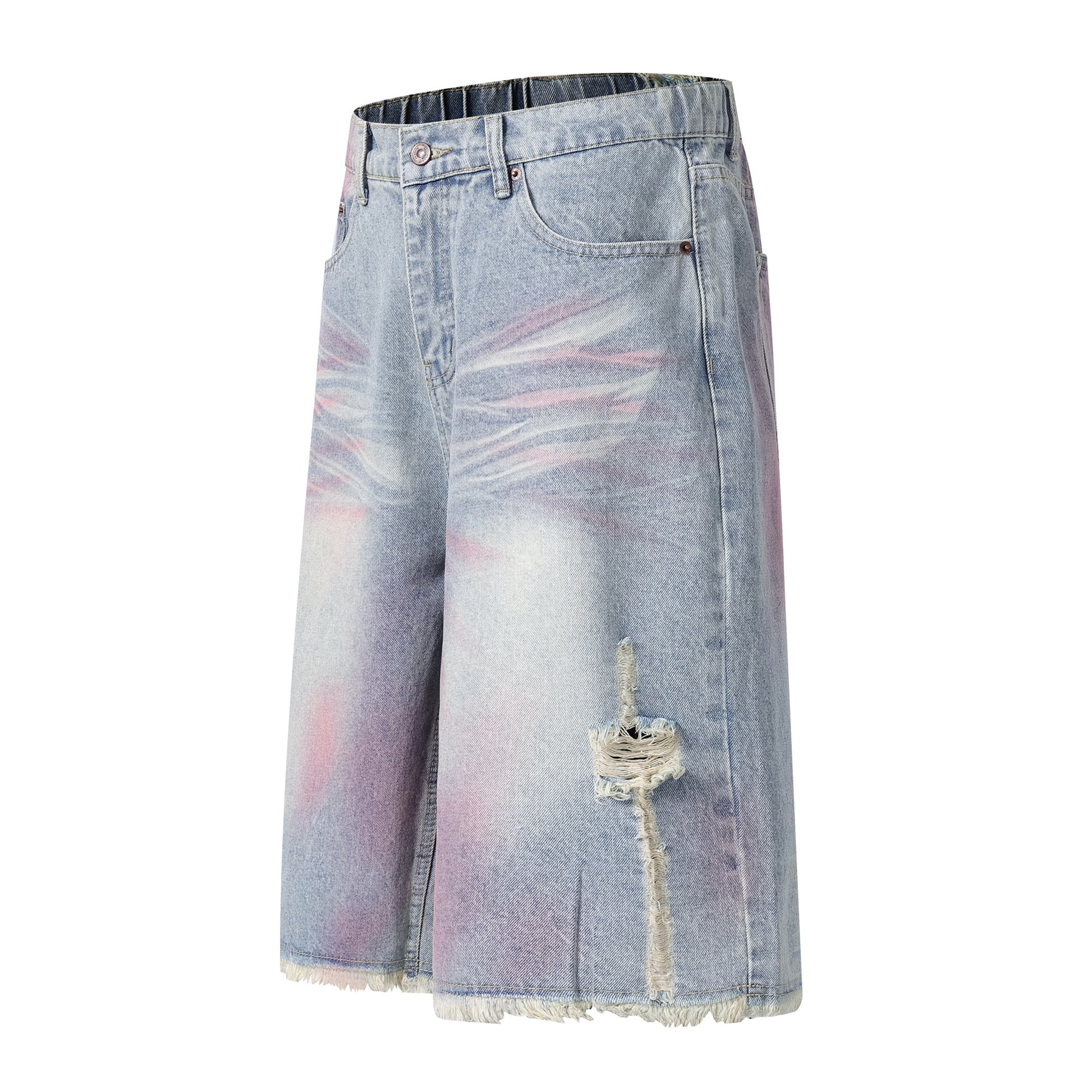 Pink Spray | Washed Denim Shorts - Luxuryurbanwear