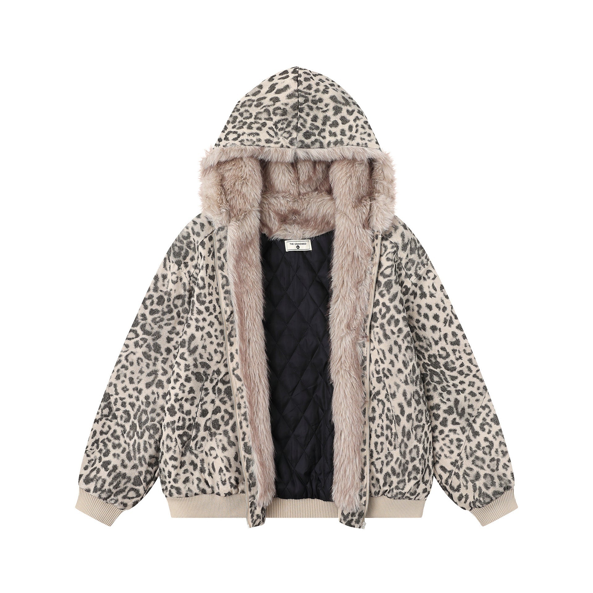 Leopard Fleece | Faux Fur Collar Coat - Luxuryurbanwear