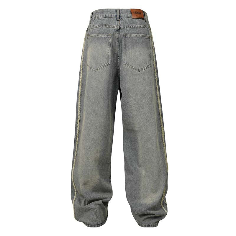 Washed Distressed Raw Edge | Baggy Jeans - Luxuryurbanwear