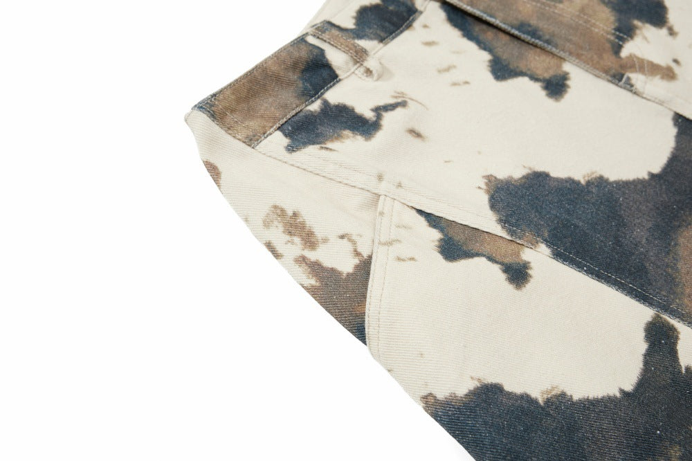 Inkstorm Splatter-Wash Wide Barrel Pants - Distressed Designer Streetwear Trousers | LuxuryUrbanwear - Luxuryurbanwear