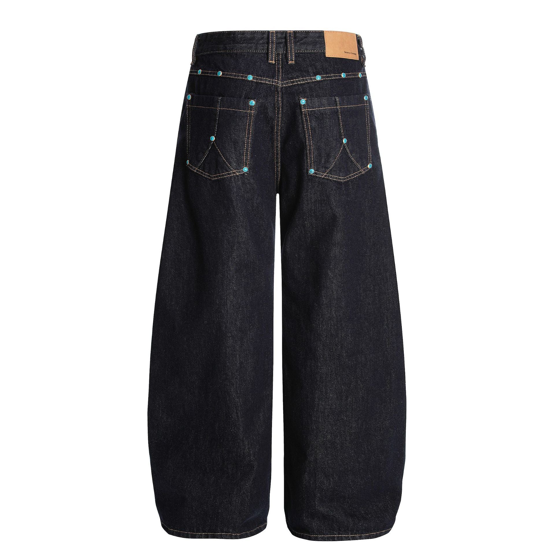Baggy Barrel | Rivet Raw Jeans - Luxuryurbanwear