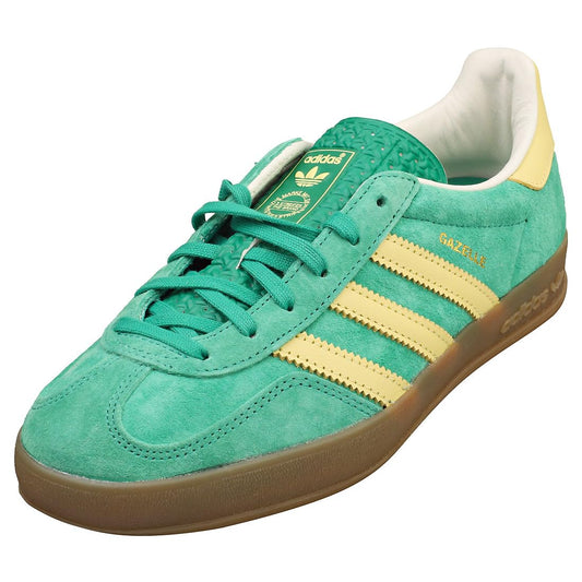adidas Mens Gazelle Indoor Sneaker Semi Court Green/Almost Yellow/Gum Size 12