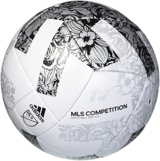 adidas MLS Competition Match Ball Replica Soccer Ball White/Silver Metallic/Black 5