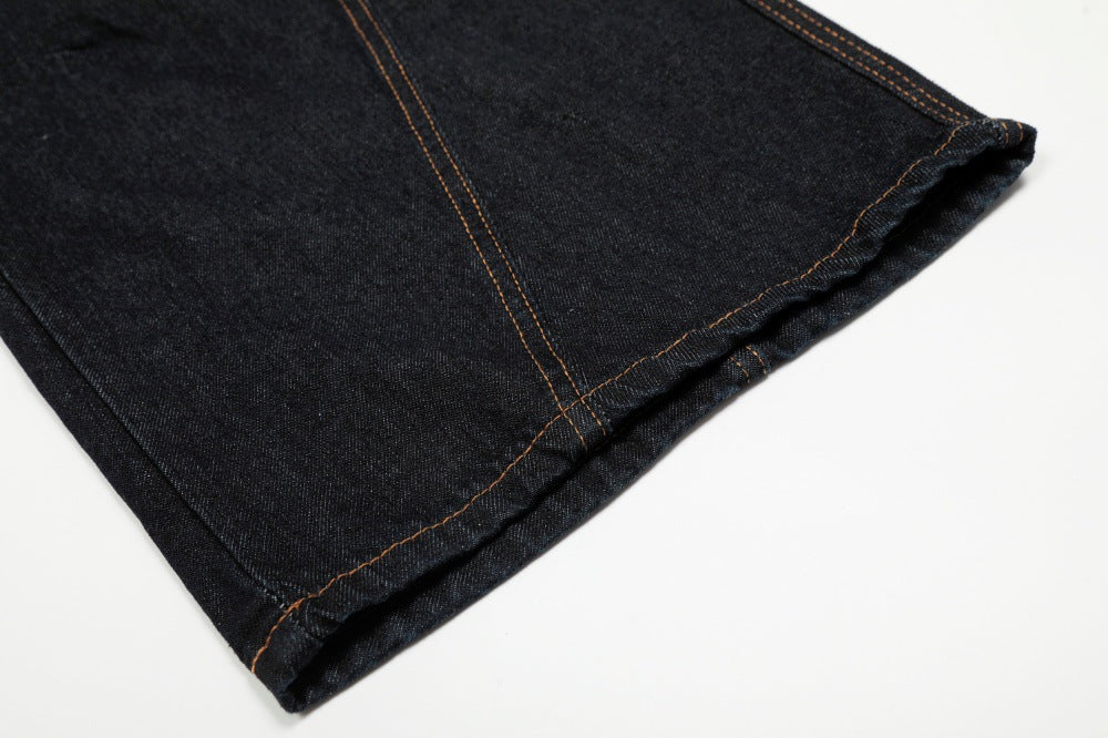 Deconstructed Contrast Stitch | Pleated Baggy Jeans - Luxuryurbanwear