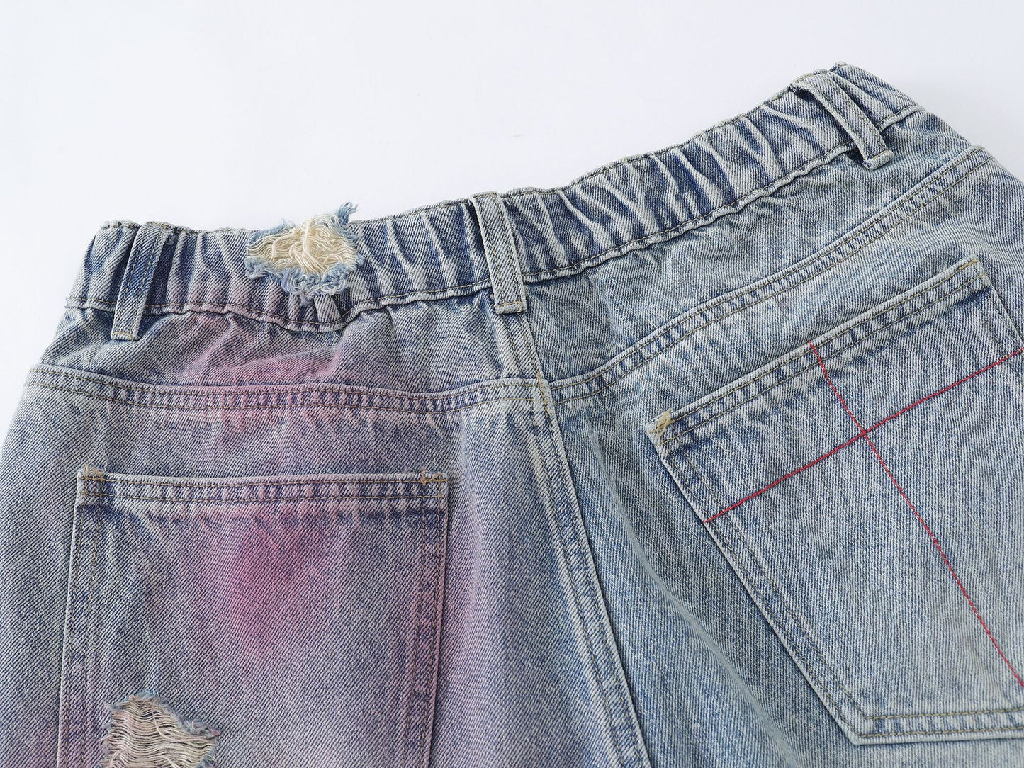 Pink Spray | Washed Denim Shorts - Luxuryurbanwear