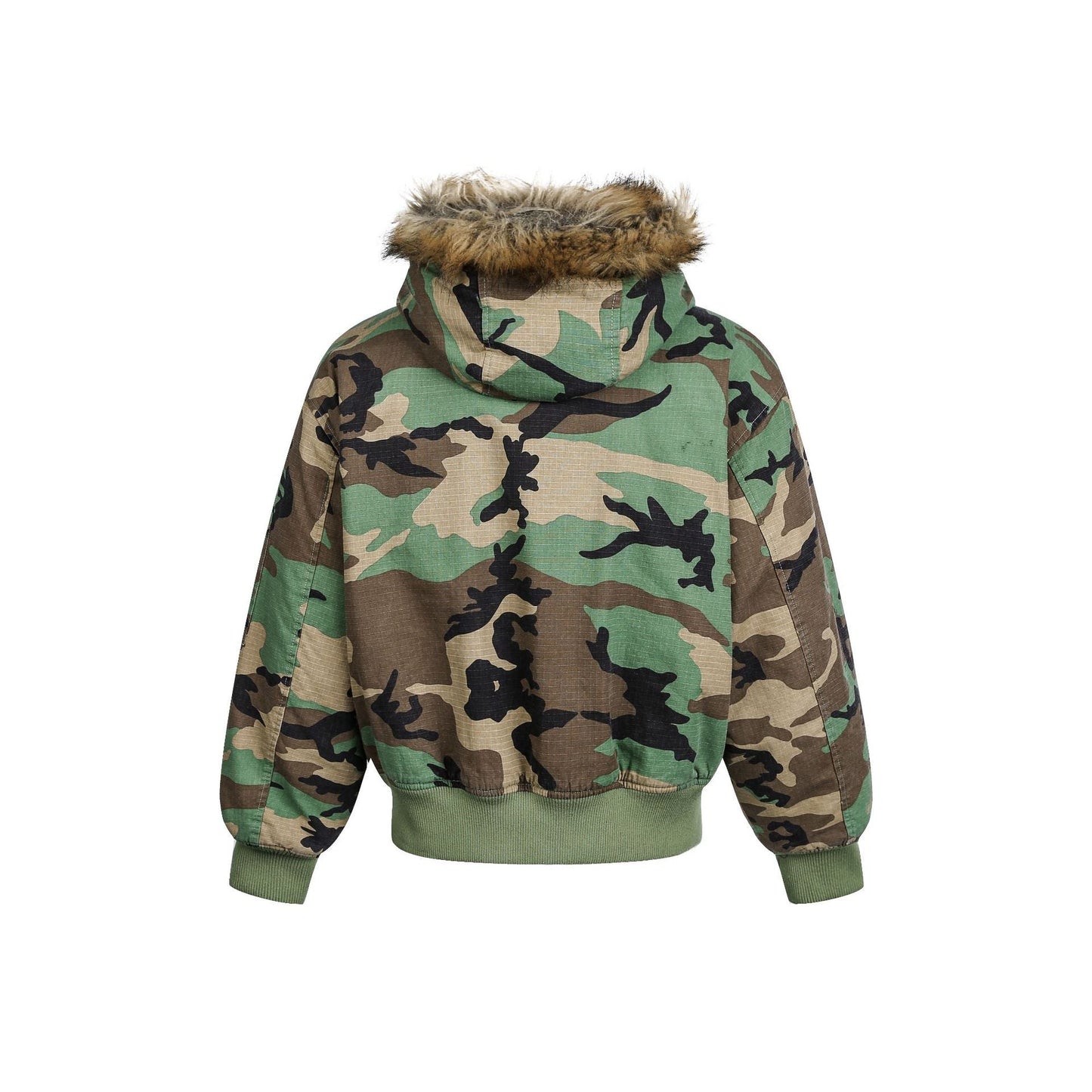 Camouflage Fur Collar | Reversible Cotton Jacket - Luxuryurbanwear