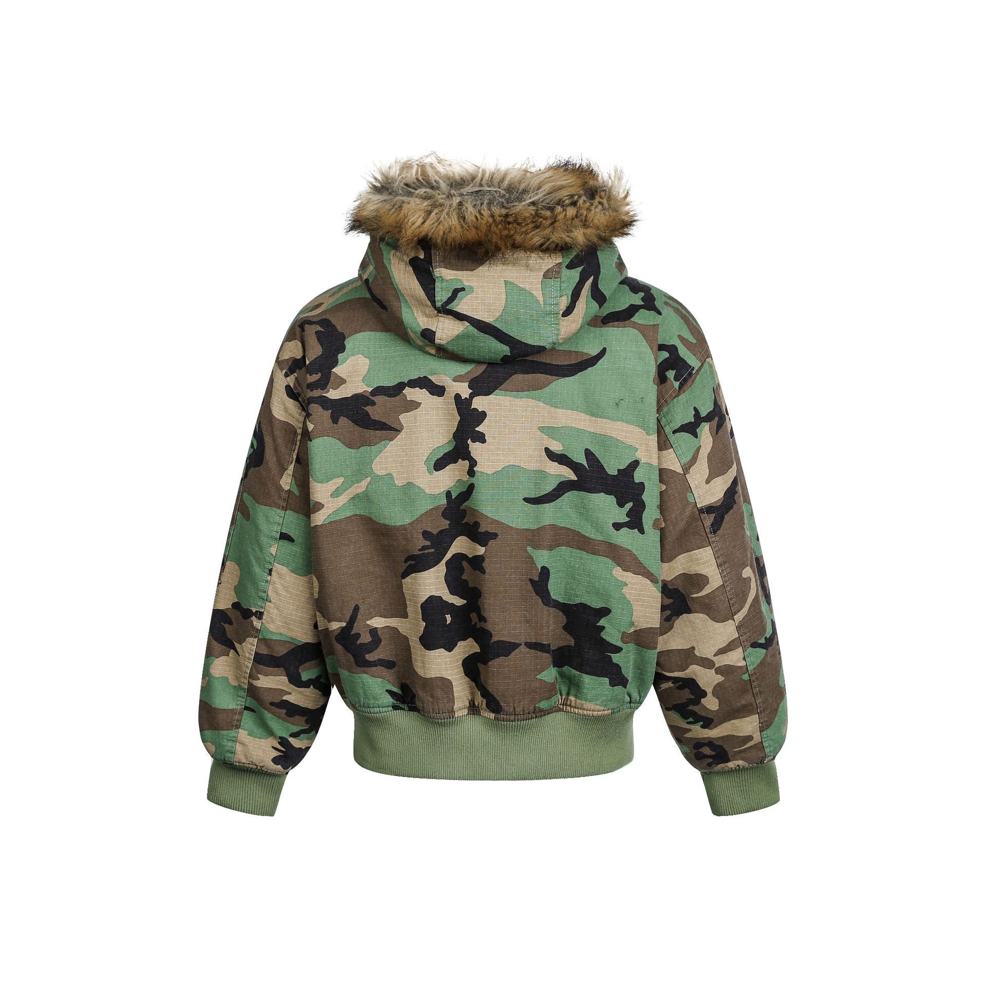 Camouflage Fur Collar | Reversible Cotton Jacket - Luxuryurbanwear