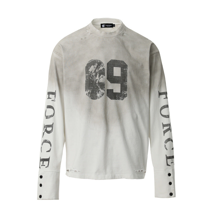09 | Distressed Long Sleeve T-Shirt - Luxuryurbanwear