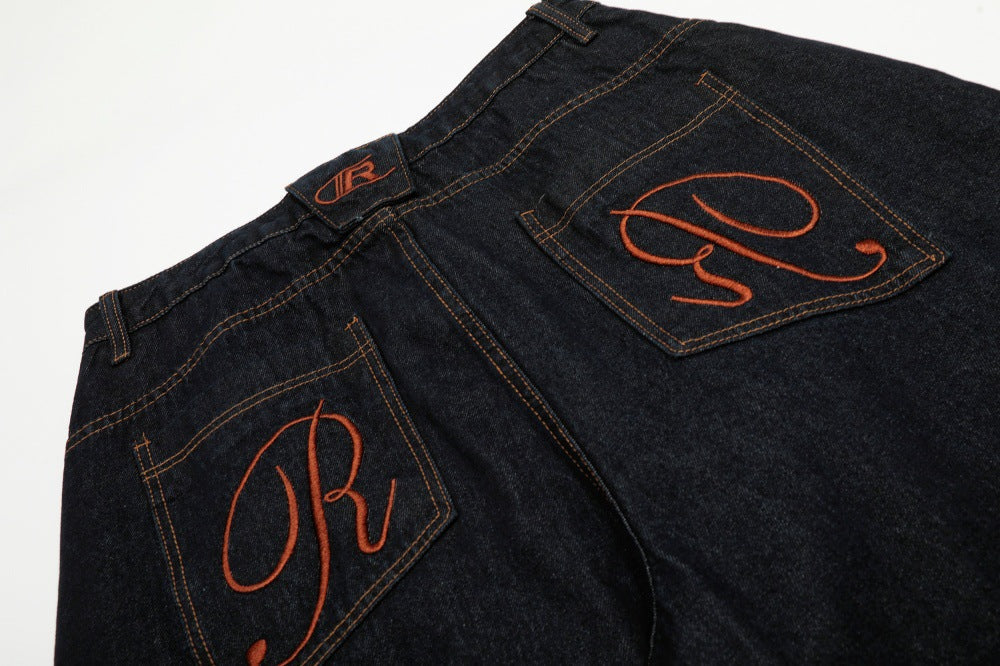 Deconstructed Contrast Stitch | Pleated Baggy Jeans - Luxuryurbanwear