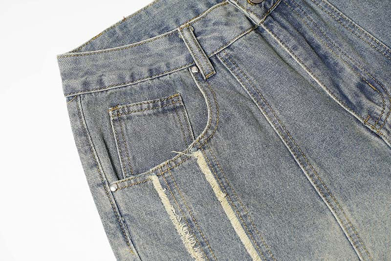Washed Distressed Raw Edge | Baggy Jeans - Luxuryurbanwear