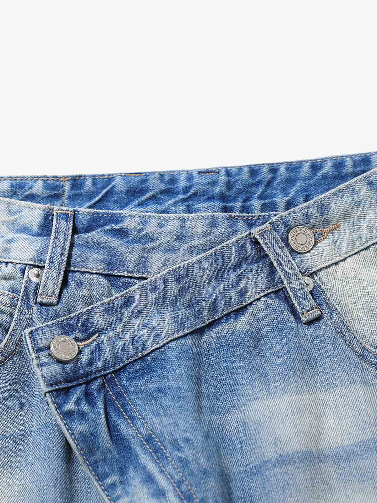 Belt Dislocation Creative Washed Jeans - Luxuryurbanwear