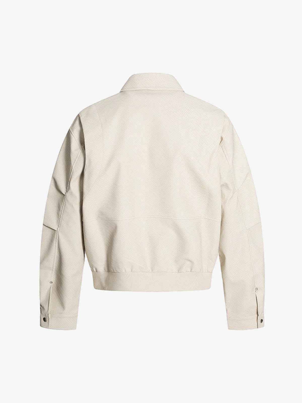 Pleated Back Sleeve Zip Up Jacket