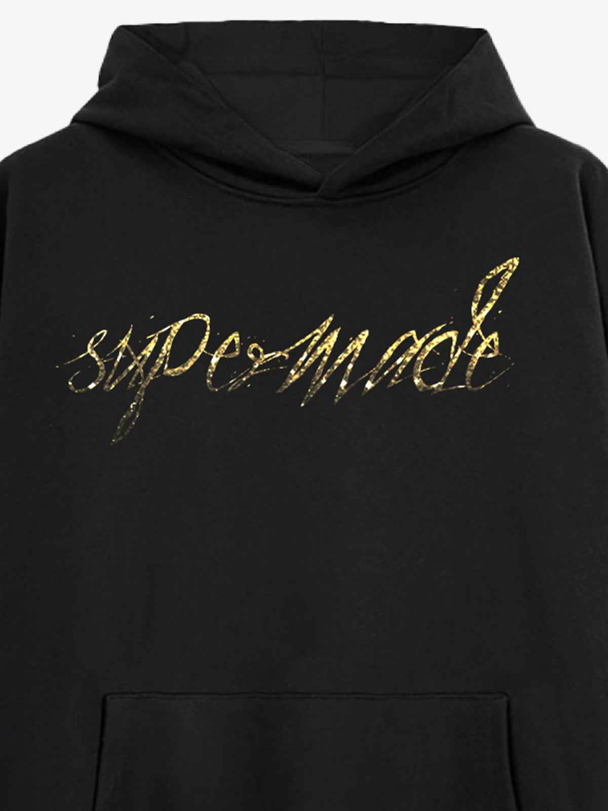 Metallic Script Letter Cross Graphic Hoodie