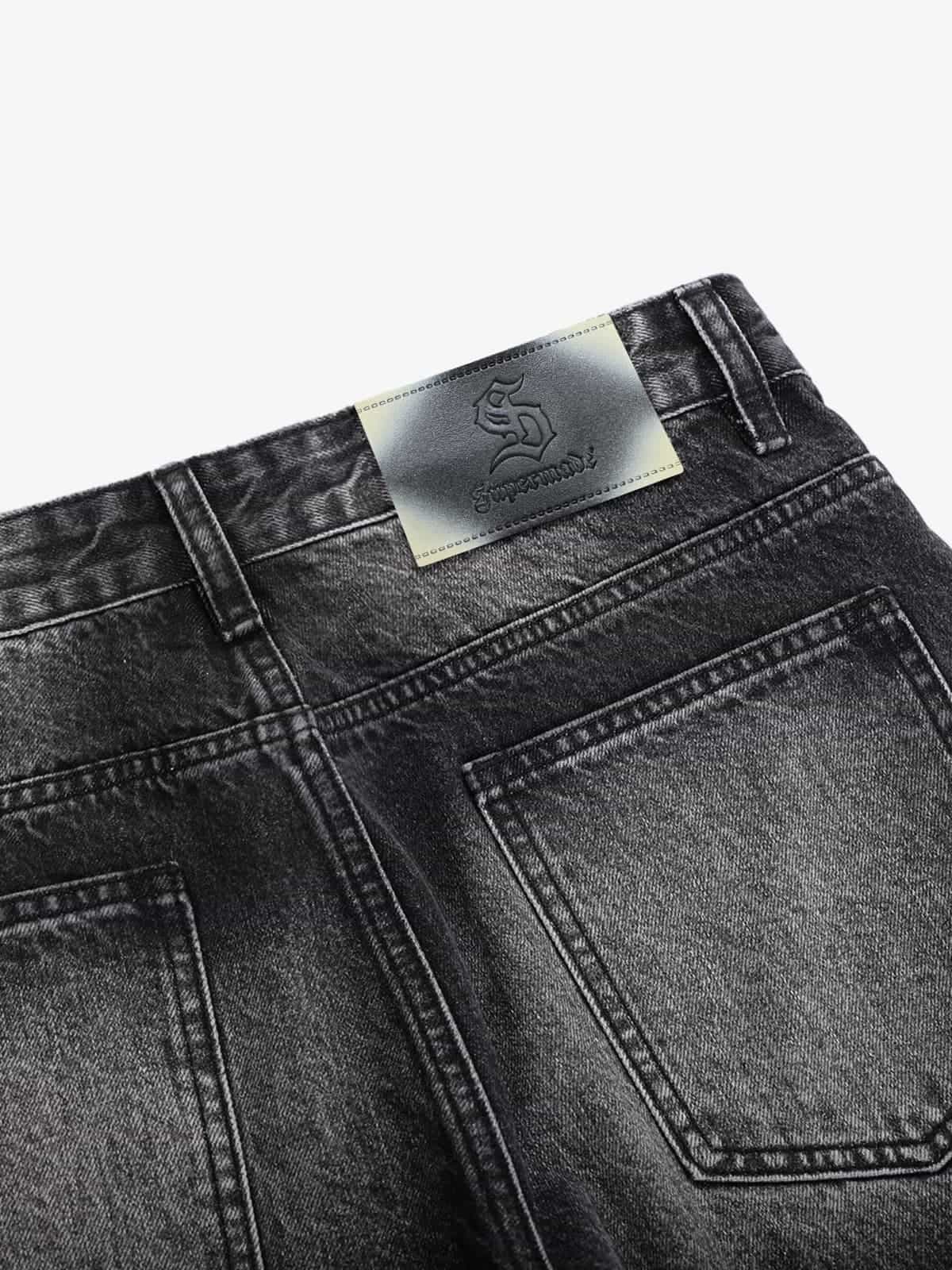Vintage Washed Distressed Whisker Barrel Jeans - Luxuryurbanwear