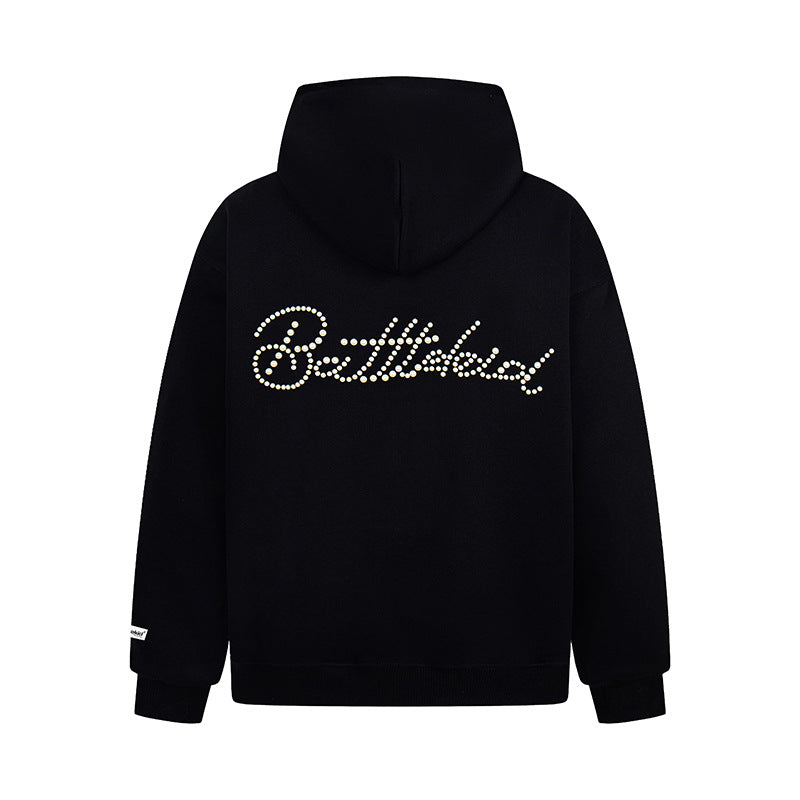 Battle House | Rhinestone Letter Pullover Hoodie - Luxuryurbanwear