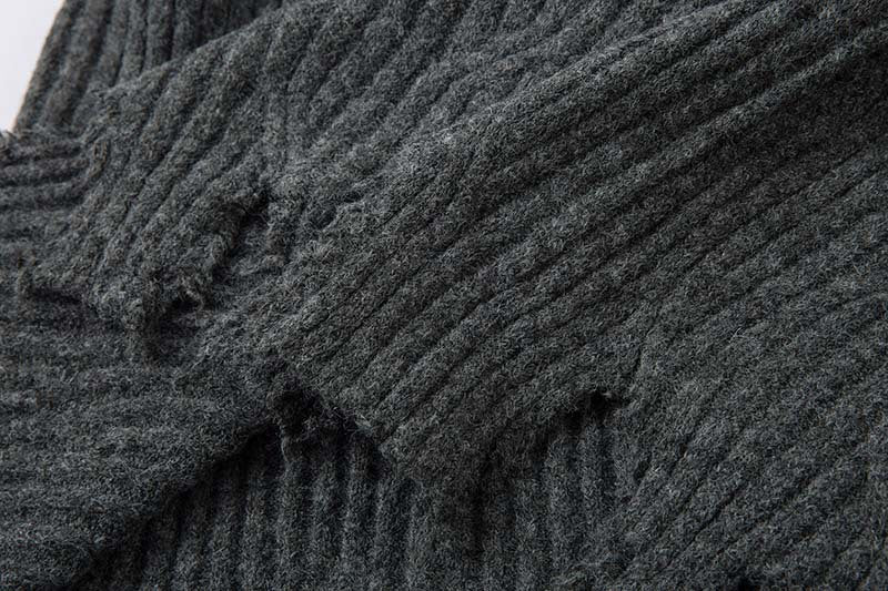 Knitted Distressed Diamond Pattern | Raw Edge Sweater - Luxuryurbanwear