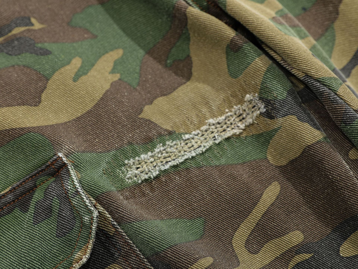Ripped Camouflage Flared Cargos - Distressed Tactical Wide-Leg Pants | LuxuryUrbanwear - Luxuryurbanwear