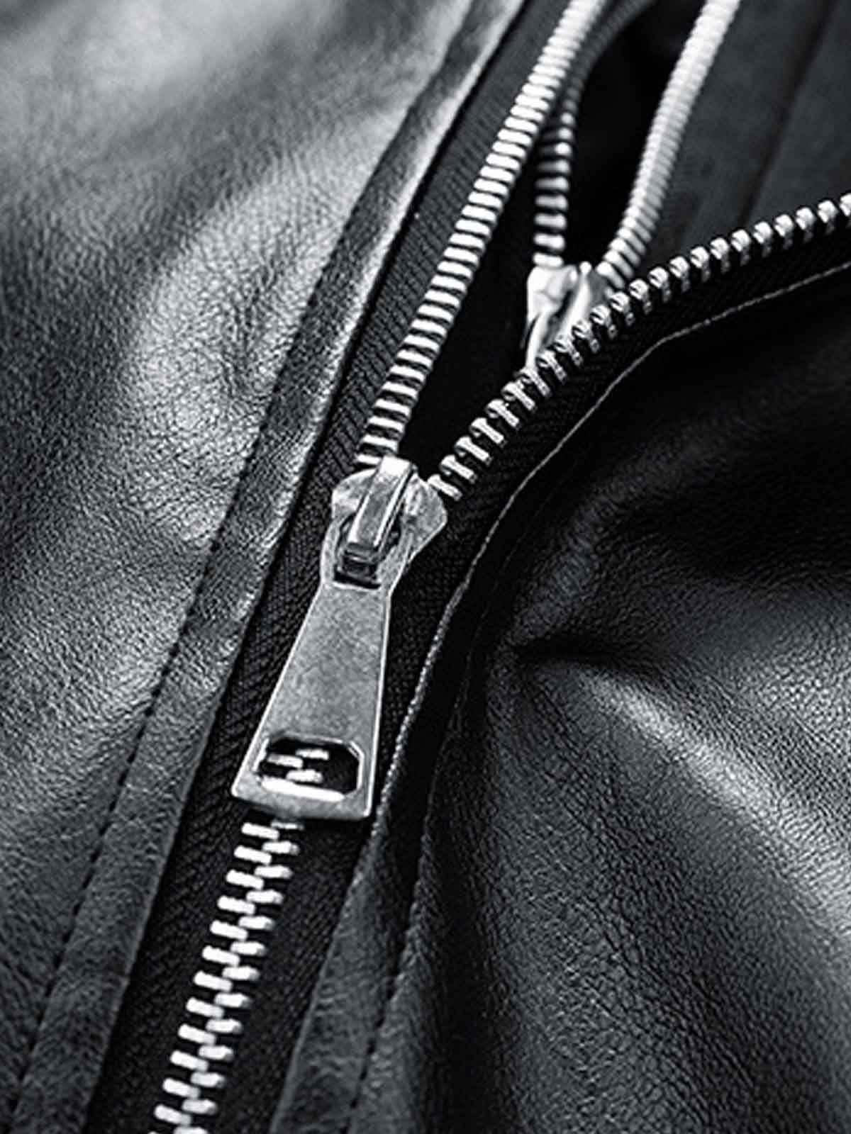 Retro Leather Faux Two-Piece Hooded Padded Bomber Jacket